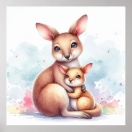 Mamma och Baby Kangaroo Poster