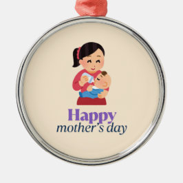 Mamma och baby, lycklig mors dag julgransprydnad metall