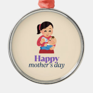Mamma och baby, lycklig mors dag julgransprydnad metall