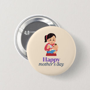 Mamma och baby, lycklig mors dag knapp