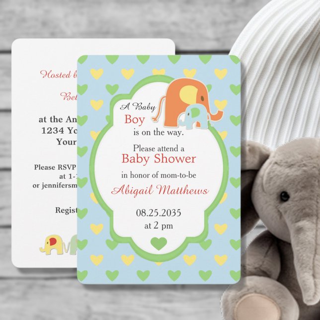 Mamma och baby manlig elefant dusch inbjudan (Skapare uppladdad)