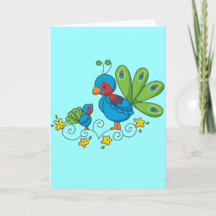 Mamma och Baby Peacock Kort
