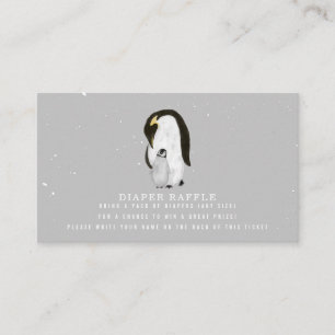 Mamma och Baby Penguin Grått Baby-haltig raffle Tilläggskort