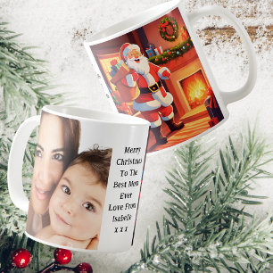 Mamma och Baby Photo Santa Delivering Presenter Kaffemugg