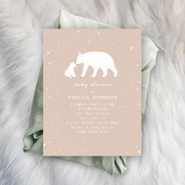 Mamma och Baby Polar Bear Rosa Baby Shower Inbjudningar
