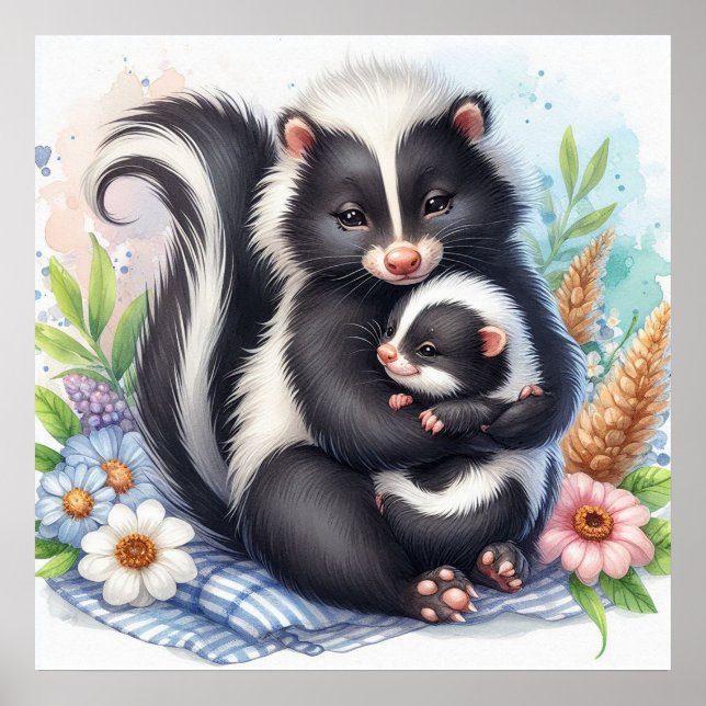 Mamma och baby skunk poster (Framsidan)