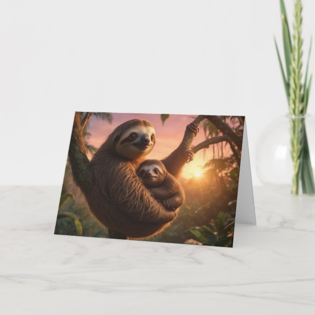 Mamma och Baby Sloth Kort (Framsida)