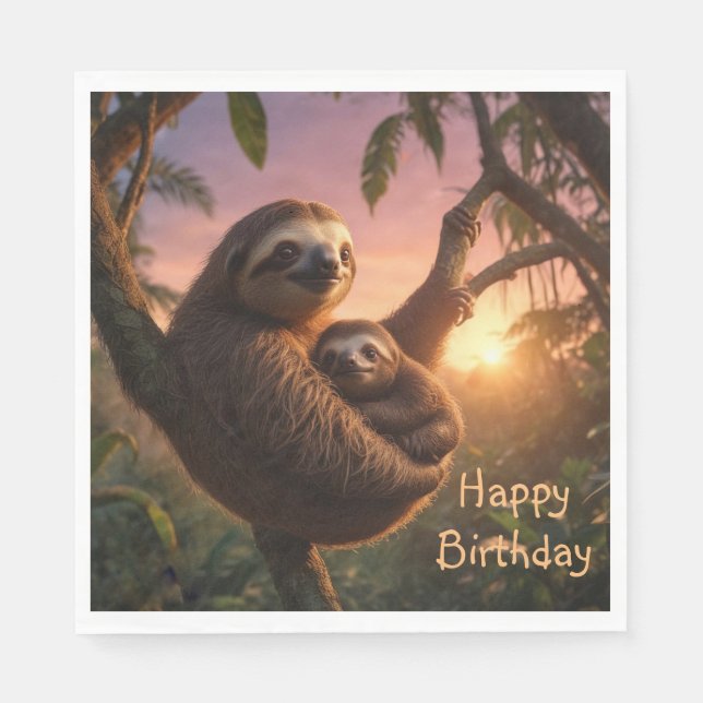 Mamma och Baby Sloth Pappersservett (Framsidan)