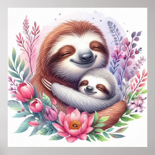 Mamma och Baby Sloth Poster (Framsidan)