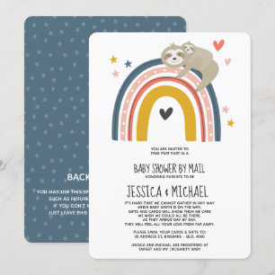 Mamma och Baby Sloth Rainbow Barnskor efter post Inbjudningar