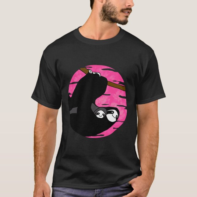 Mamma och Baby Sloth T Shirt (Framsida)