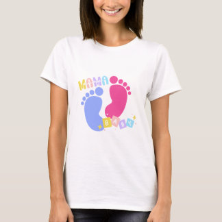 Mamma och baby söta rosa och blå fotavtryck t shirt