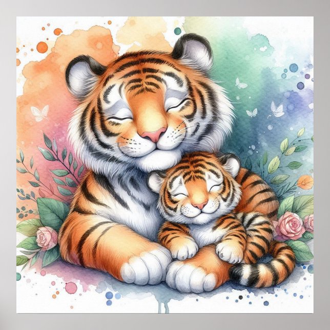 Mamma och Baby Tiger Poster (Framsidan)