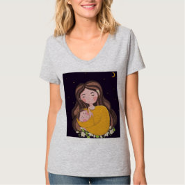Mamma och baby under månljust natt Digital konst T Shirt