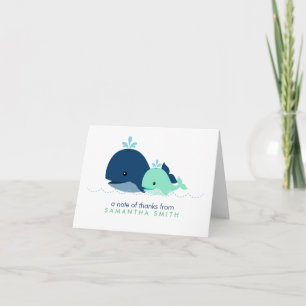 Mamma och Baby Whale Baby Shower {grönt} Tack Kort