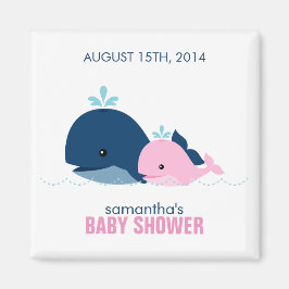 Mamma och Baby Whale Baby Shower {rosa} Magnet