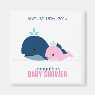 Mamma och Baby Whale Baby Shower {rosa} Magnet