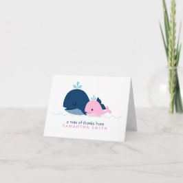 Mamma och Baby Whale Baby Shower {rosa} Tack Kort