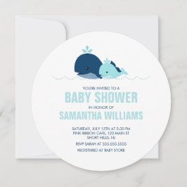 Mamma och Baby Whale Boy Shower Inbjudningar