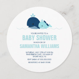 Mamma och Baby Whale Boy Shower Inbjudningar