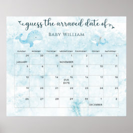 Mamma och Baby Whale gissa förfallodatumkalender Poster