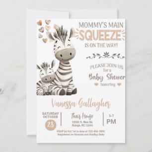 Mamma och baby zebra baby shower inbjudan. inbjudningar