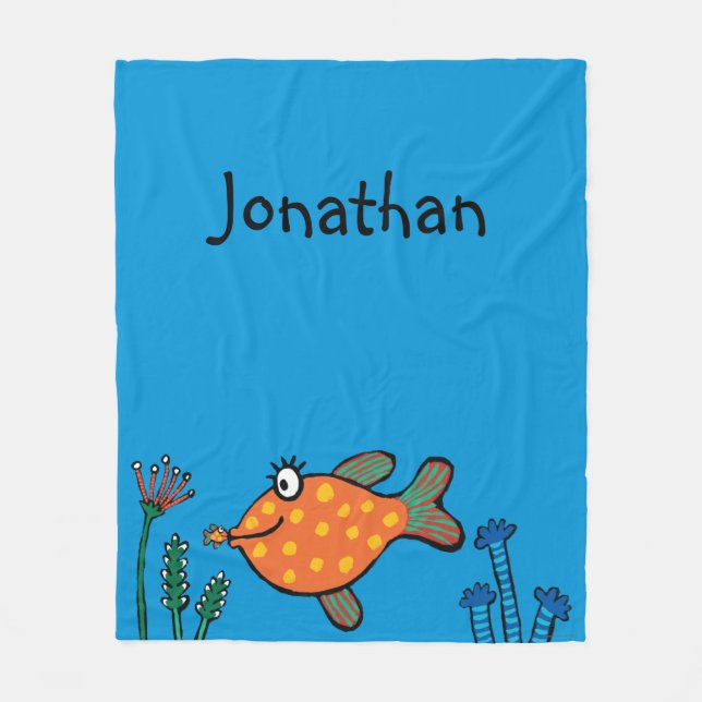 Mamma- och babyfiskkyssar fleecefilt (Framsidan)