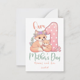 Mamma och babyräv rosa första mors dag anteckningskort