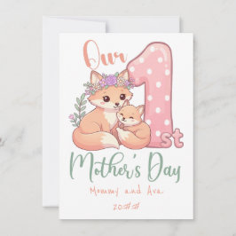 Mamma och babyräv rosa första mors dag anteckningskort