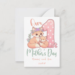 Mamma och babyräv rosa första mors dag anteckningskort