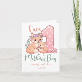 Mamma och babyräv rosa första mors dag kort