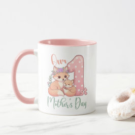Mamma och babyräv rosa första mors dag mugg