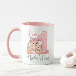 Mamma och babyräv rosa första mors dag mugg