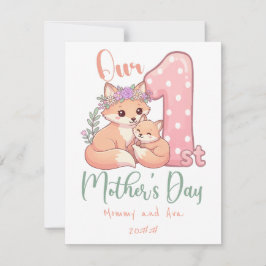 Mamma och babyräv rosa första mors dag tack kort