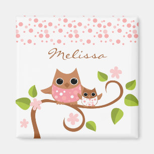 Mamma- och babyugglor magnet