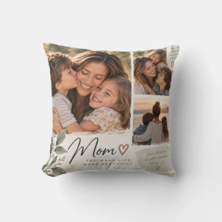 Mamma och barn familjefoto collage minnessaker T Kudde