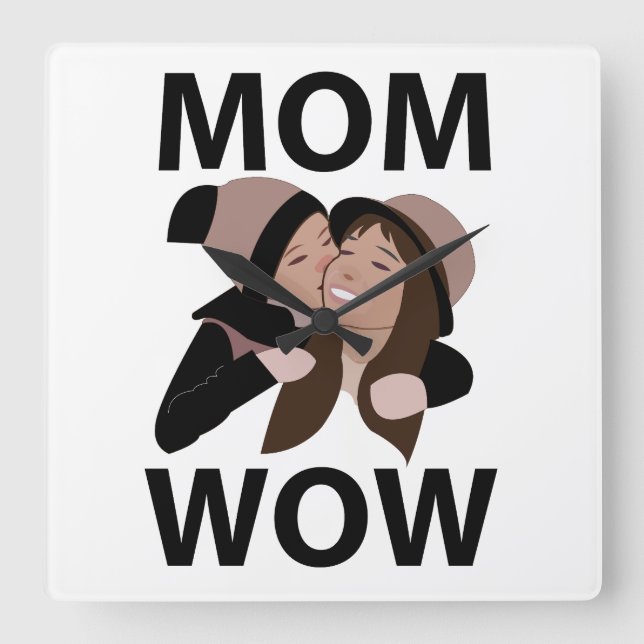 Mamma och barn Mamma  Fyrkantig Klocka (Framsida)