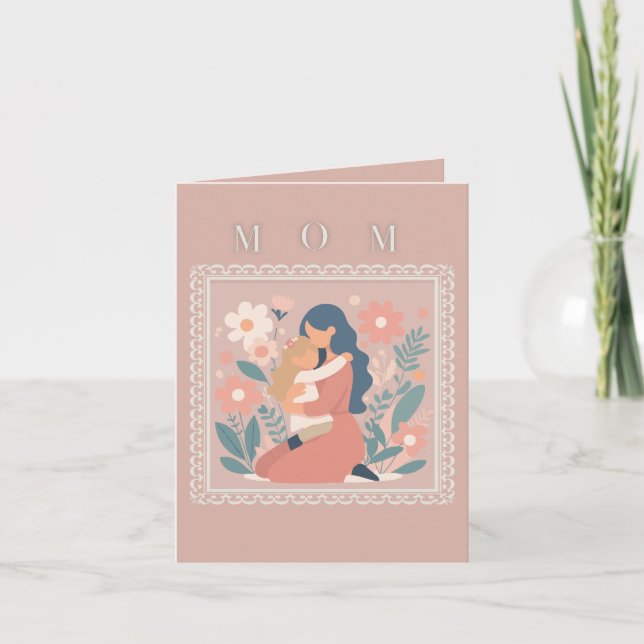 Mamma och barn mors dagskort kort (Framsida)