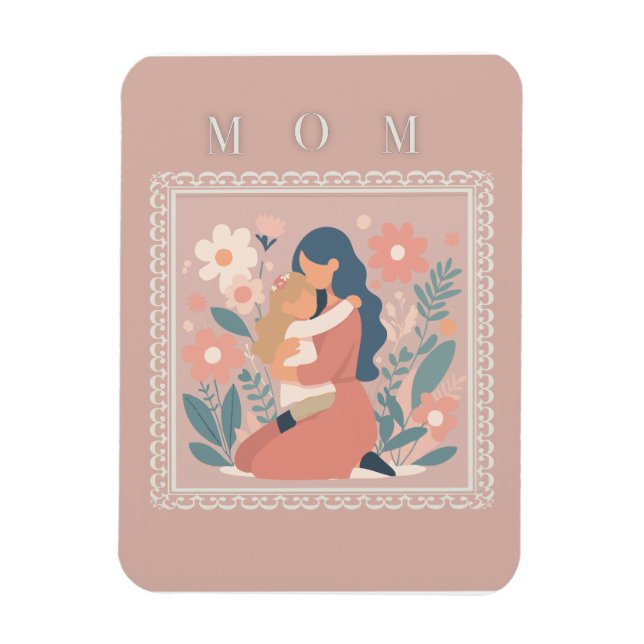 Mamma och barn mors dagskort magnet (Vertikal)