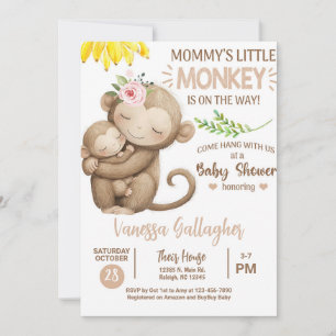 Mamma och bebis apa baby shower inbjudan. inbjudningar