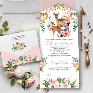 Mamma och Bebis Blommiga Hjort Bebis Kalas