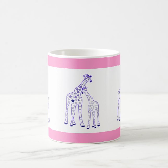 mamma- och bebisgiraff kaffemugg (Center)