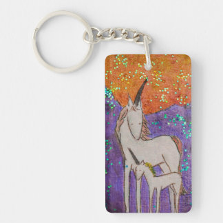 Mamma- och bebisunicorn nyckelring