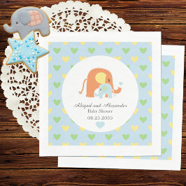 Mamma och blå elefant Baby Shower Servett