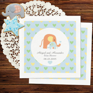 Mamma och blå elefant Baby Shower Servett