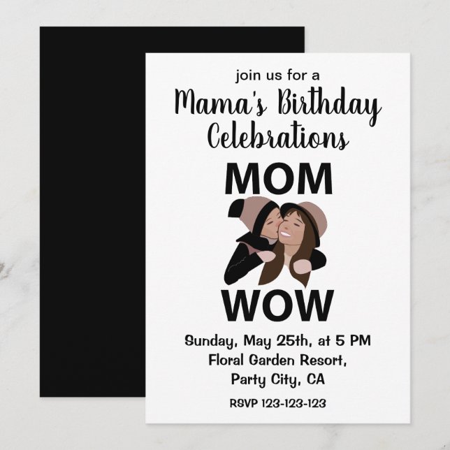 Mamma och Child Mamma Birthday Inbjudningar (Fram/baksida)
