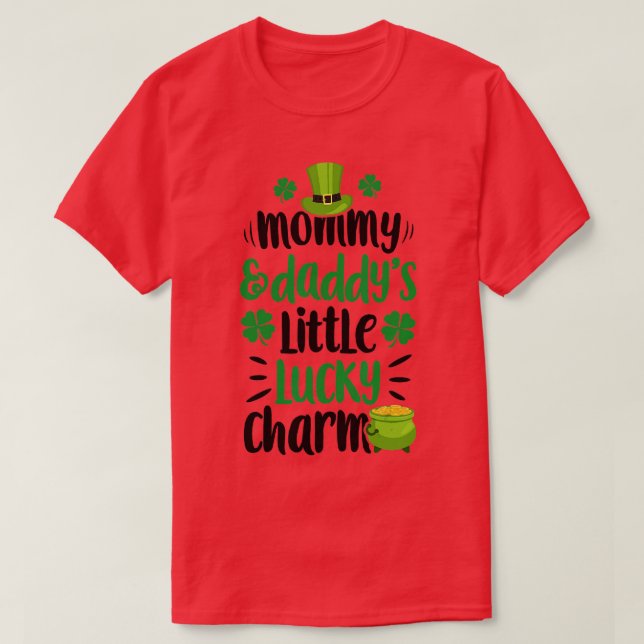 Mamma och Daddys Little Lucky Charm St Patricks Da T Shirt (Design framsida)