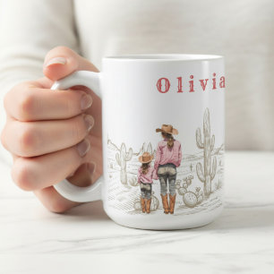 Mamma och dotter CowGirls present 15oz Kaffemugg