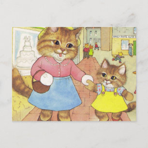Mamma och dotter Kattunge Vykort