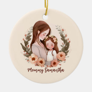 Mamma och Dotter med Ro 2-andemening Julgransprydnad Keramik